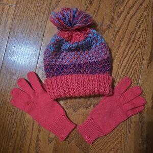 🦁Vibrant Multicolor Knit Beanie and Gloves Set🦁